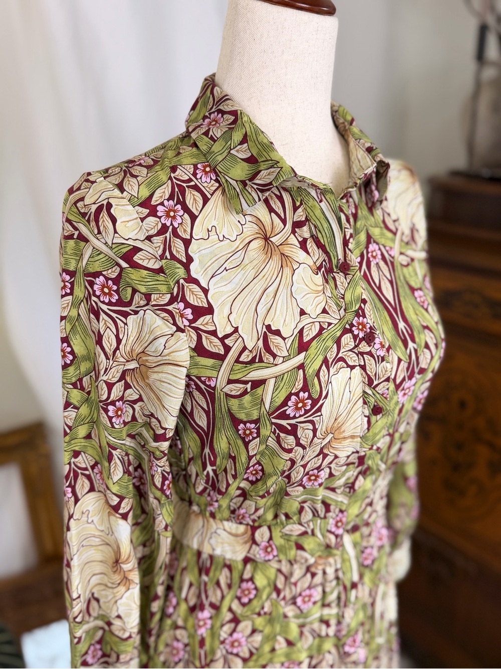 H&M William Morris collab floral cottagecore Fairy midi maxi dress long sleeves - Picture 2 of 8